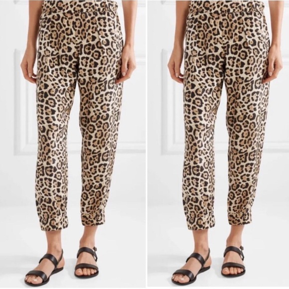 ATM Anthony Thomas Melillo Pants - ATM Anthony Thomas Melillo Leopard Print Silk Cropped Joggers